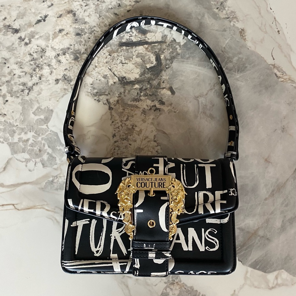 Versace Jeans Couture Black and Gold Shoulder Bag